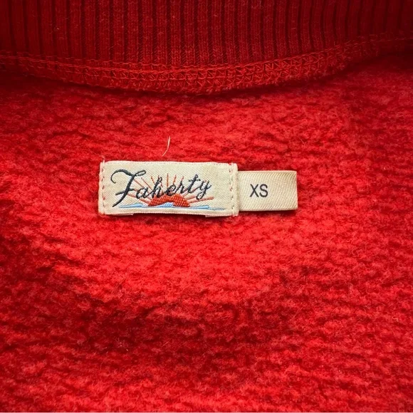 Faherty XS Red Graphic Ski Waikiki Sweatshirt Pullover Crewneck Cotton Blend - Picture 9 of 11